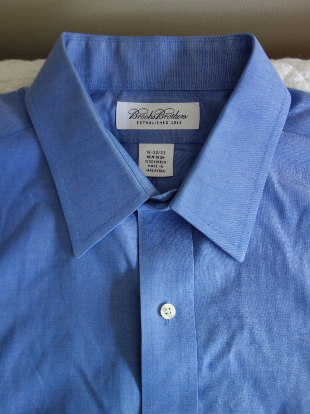 BROOKS BROTHERS Non-Iron Long Sleeve Button Blue Cotton Shirt Sz 16 – 32/33